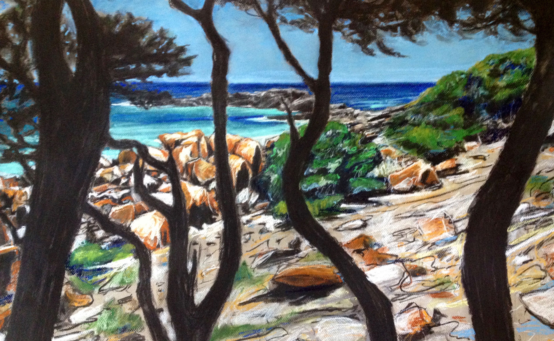 Bunker bay, charcoal and pastel, 76x56cm, Harvey Mullen