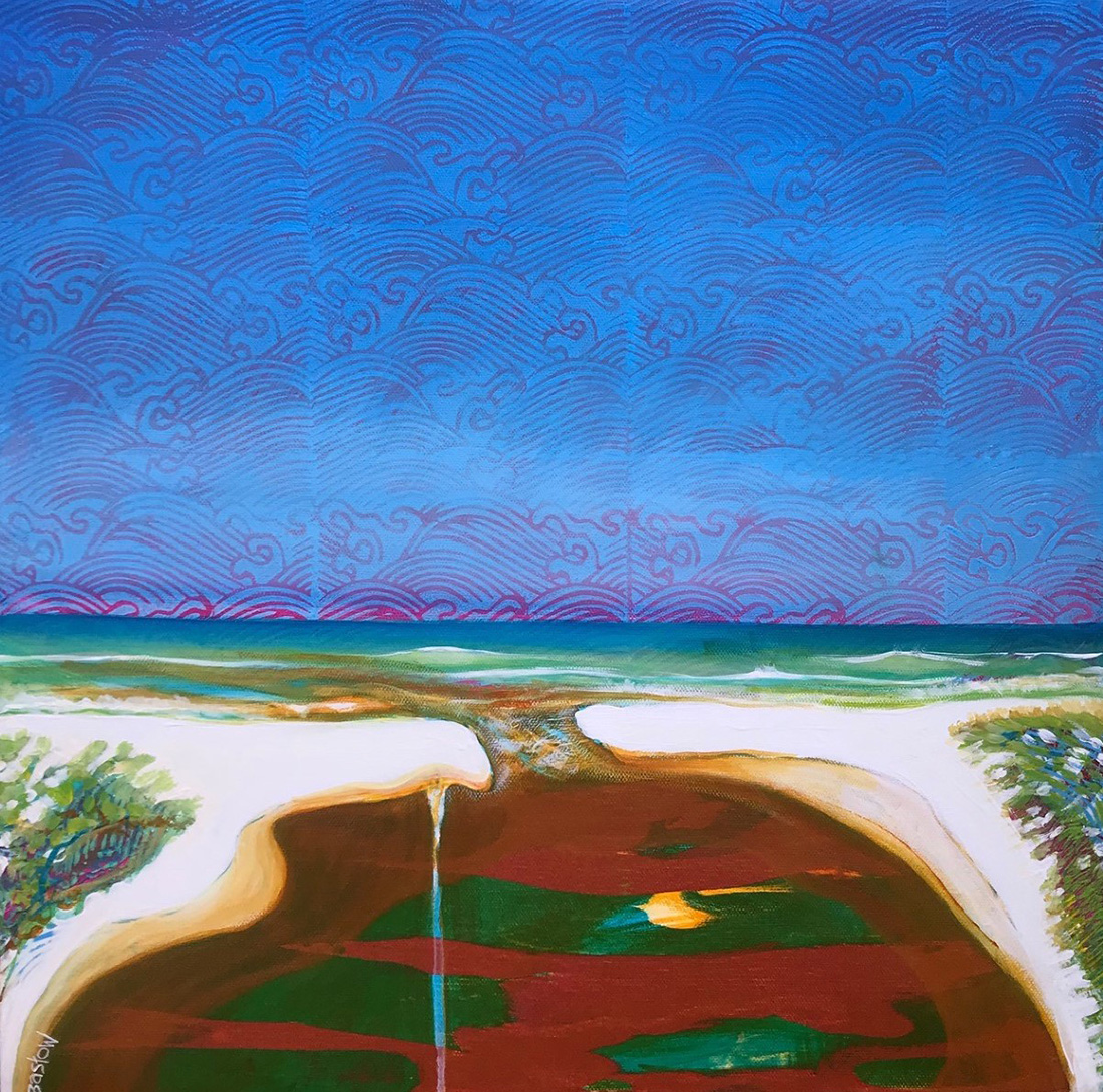 Painting by Nadine Bastow, Main Beach Mouth Open 54x54